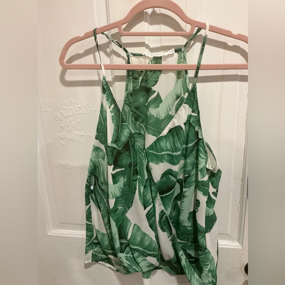 VICI Lush Green Leaf Print Tank Top
